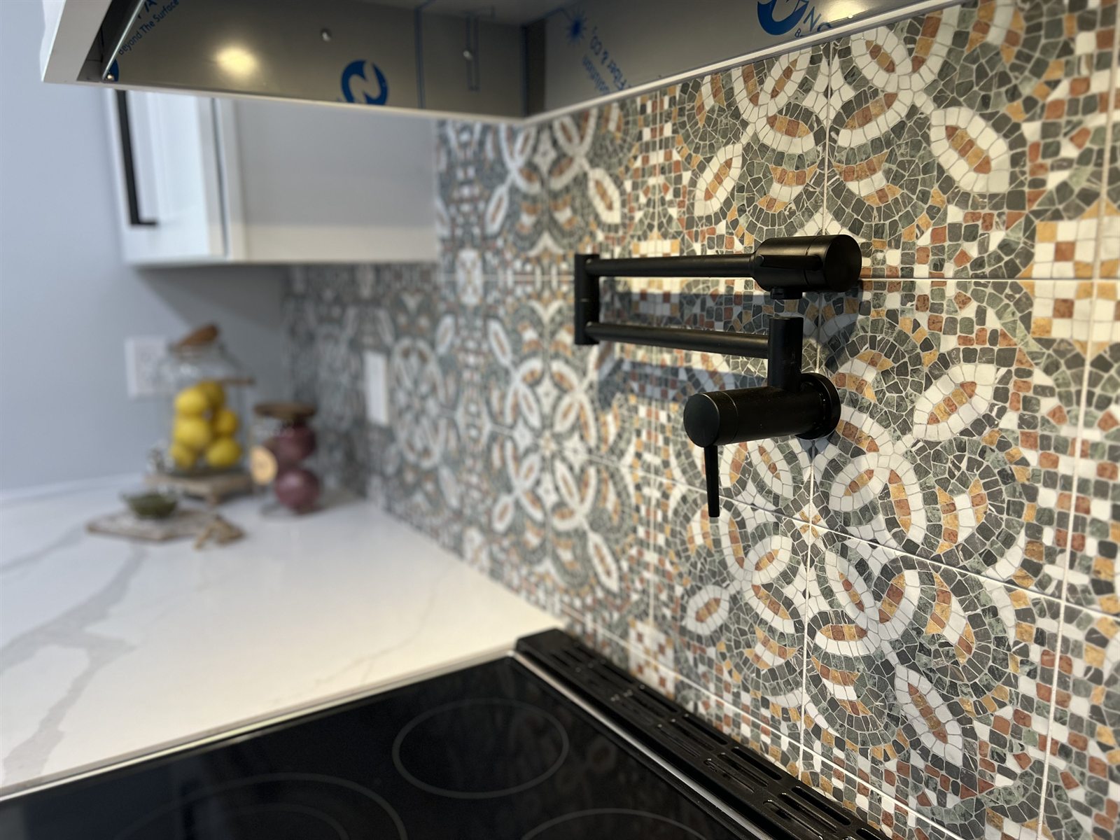 Tile backsplash detail installed by KDP Builders